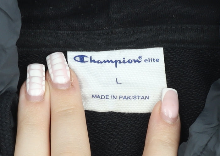 Champion Elite Men's Black & Grey Pullover Hoodie Size L