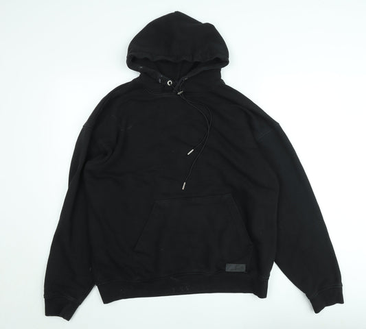 Couture Men’s Black Pullover Hoodie Size L Cotton Logo Sweatshirt