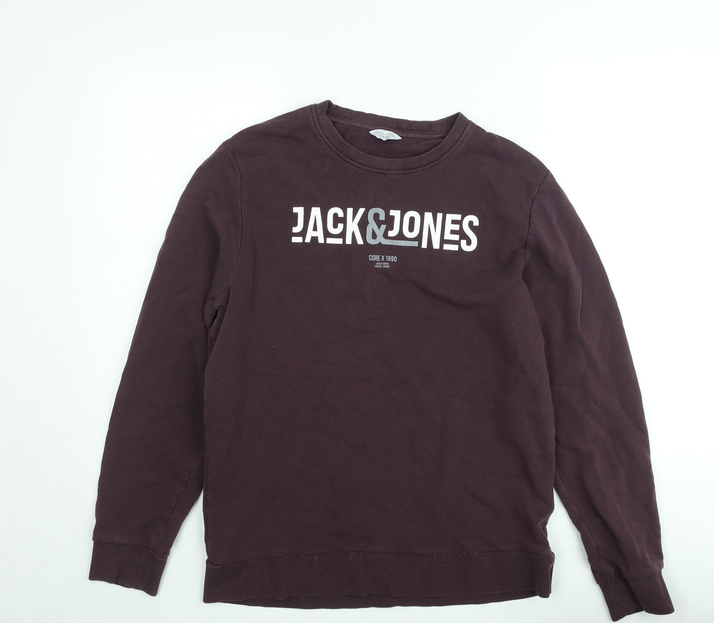 Jack & Jones Men’s Brown Pullover Sweatshirt Size M Crew Neck Core Logo