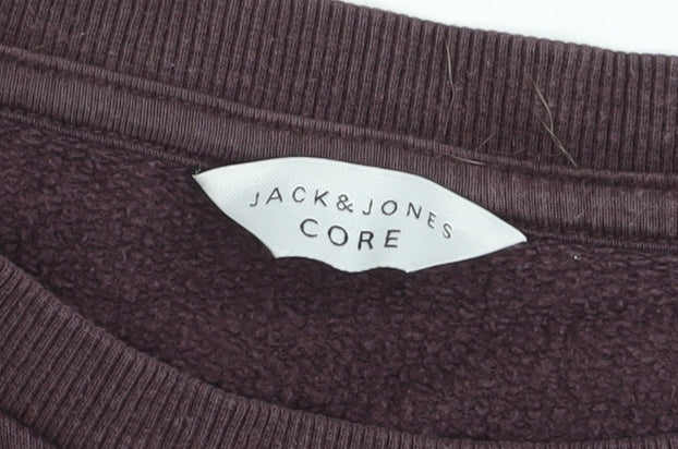 Jack & Jones Men’s Brown Pullover Sweatshirt Size M Crew Neck Core Logo