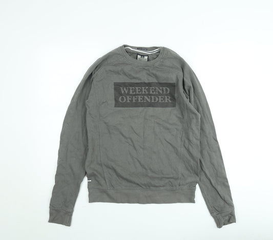 Weekend Offender Men's Grey XS Logo Crew Neck Sweatshirt
