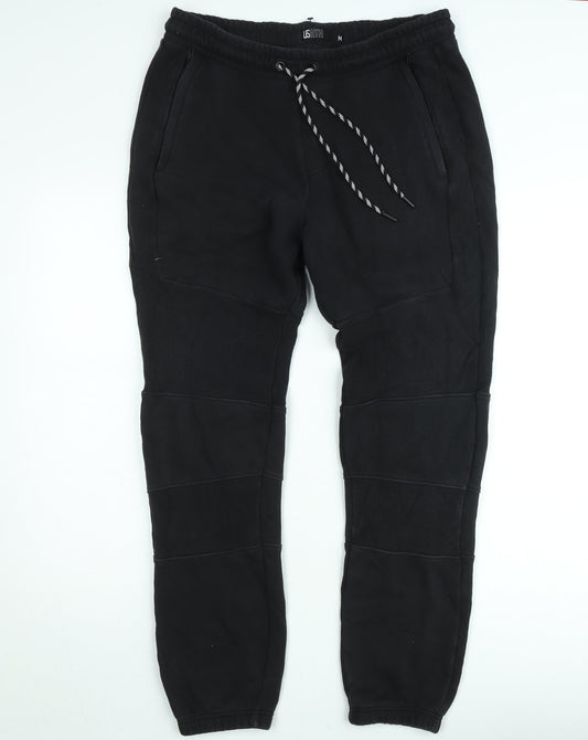 USATH Mens Black Fleece Jogger Trousers Size M Regular Fit Activewear