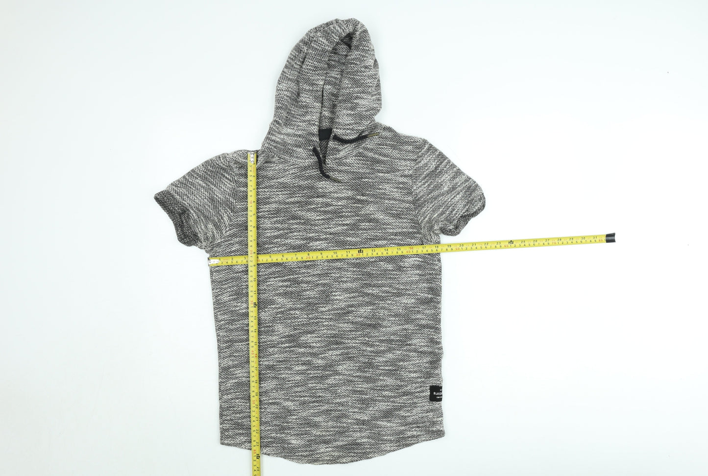 FSBN Men's Grey Short Sleeve Slim Fit Hoodie Sweatshirt Size S