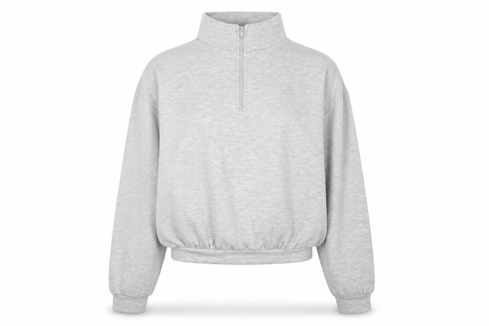 Boohoo Women Grey Small Half Zip High Neck Sweatshirt