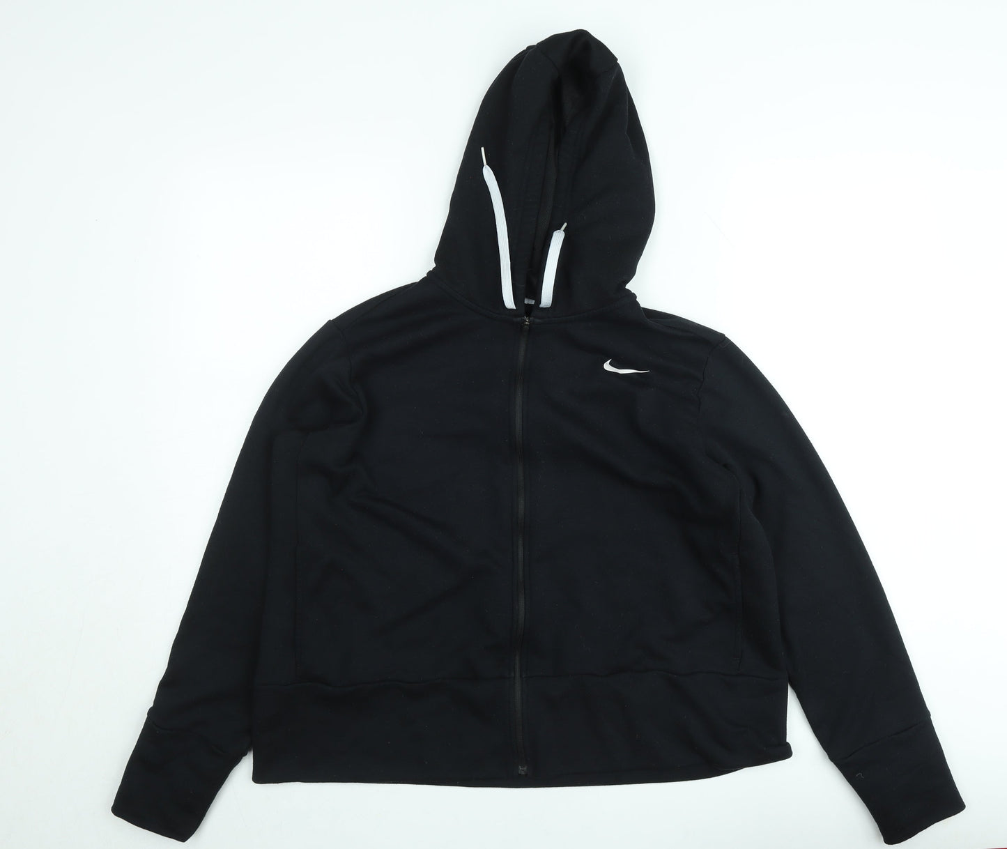 Nike Womens Black Full Zip Hoodie XL Dri-FIT Hooded Sweatshirt