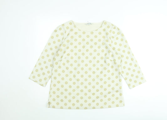 Boden Women Ivory Polka Dot 3/4 Sleeve Cotton Knit Jumper Size 12