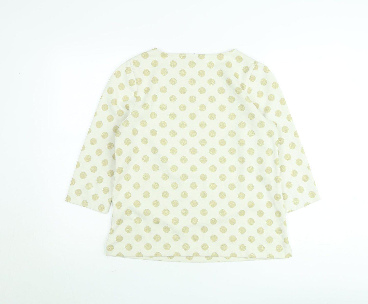 Boden Women Ivory Polka Dot 3/4 Sleeve Cotton Knit Jumper Size 12