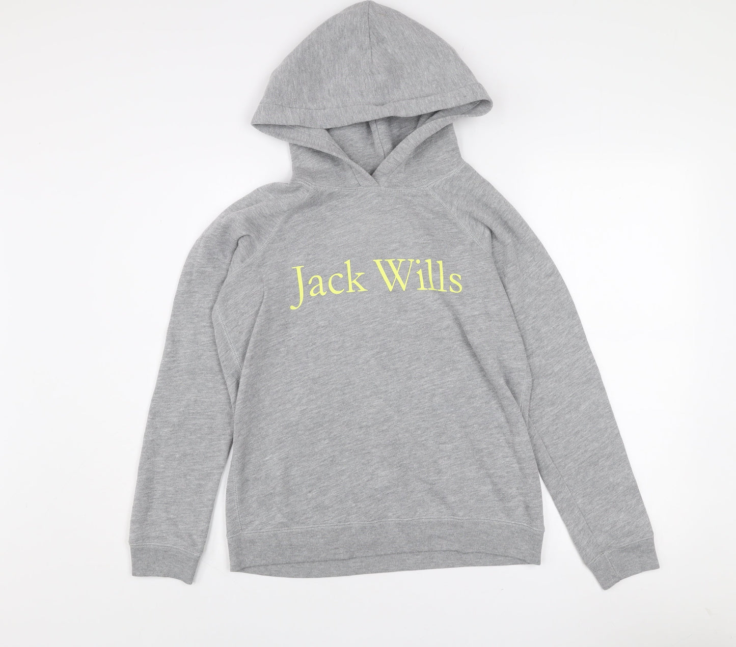 Jack Wills Girls Grey Pullover Hoodie Size 10 Years Logo Fleece Sweatshirt
