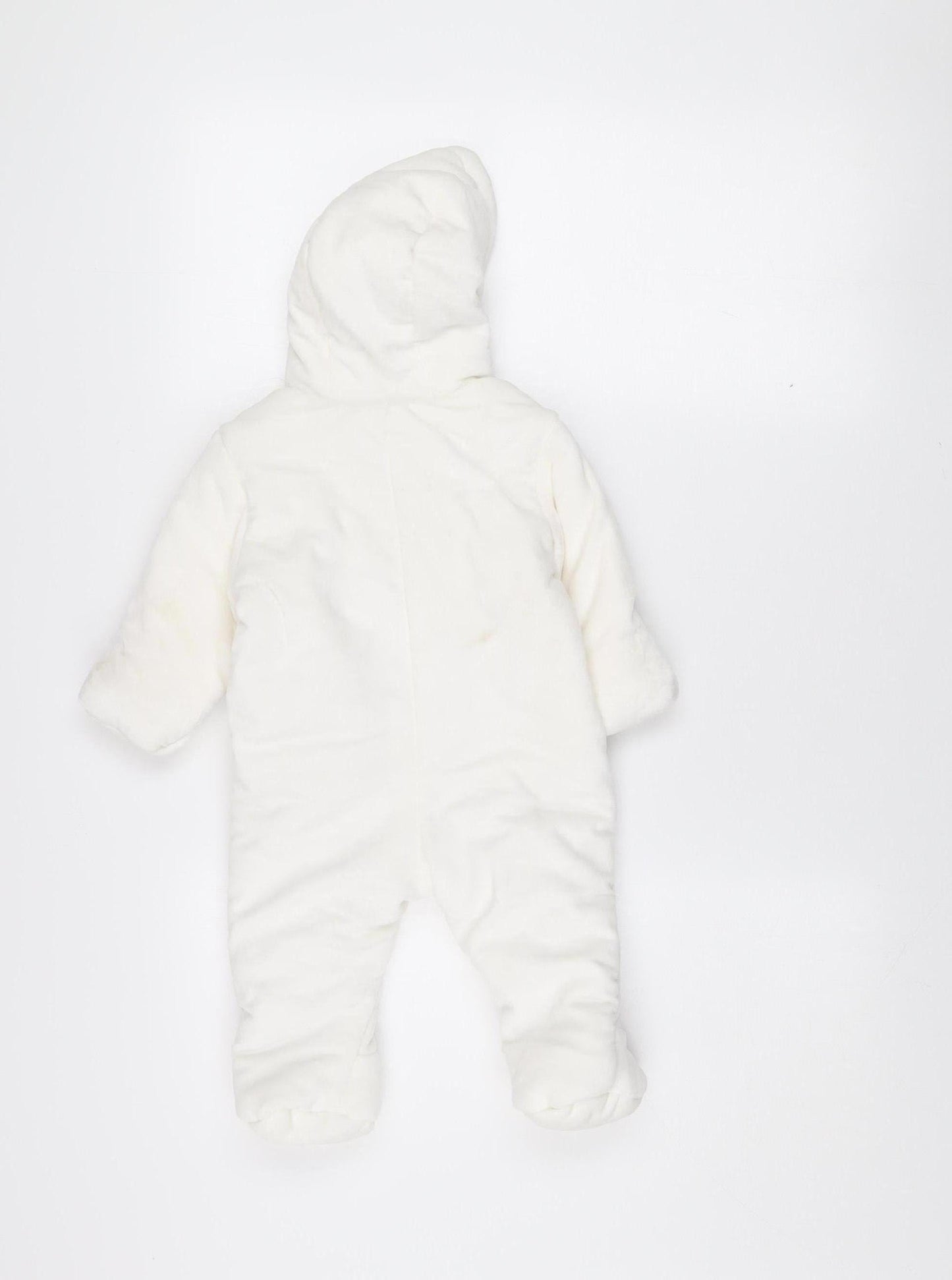 Marks and Spencer Unisex Ivory Fleece Hooded Bear Coverall 3-6 Months