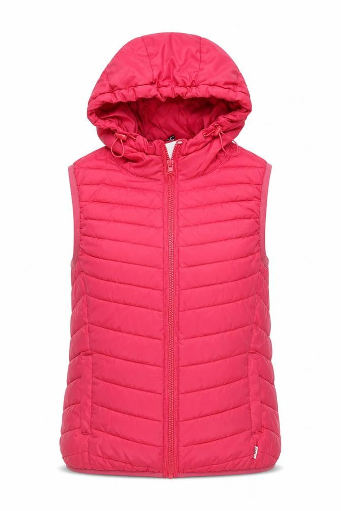 Only Women's Pink XS Hooded Quilted Puffer Waistcoat