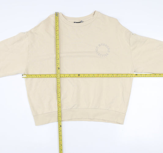 ASOS Design Women Beige Cotton Sweatshirt UK 8 Crew Neck Weekend Collective