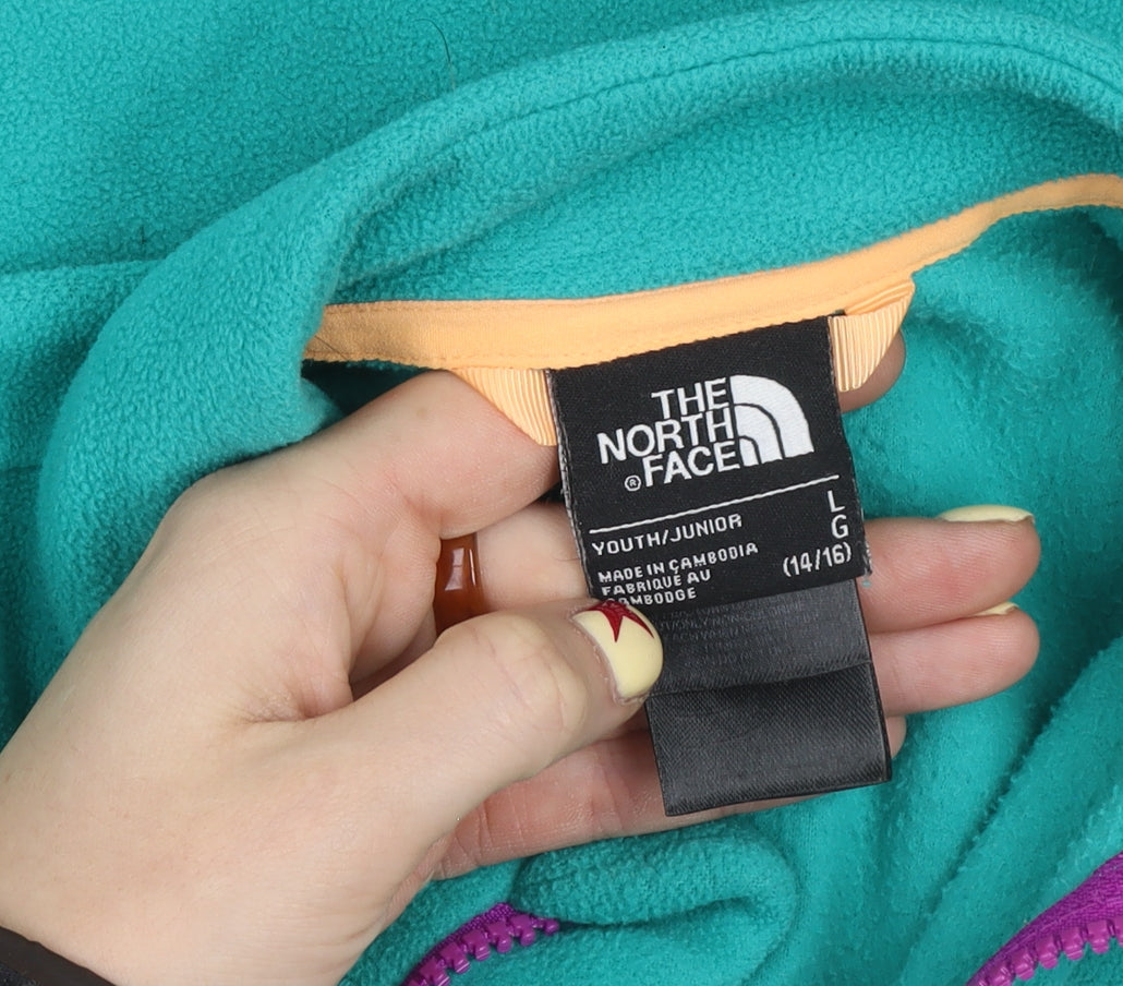 The North Face Teens Green Fleece Full Zip Jacket Size L