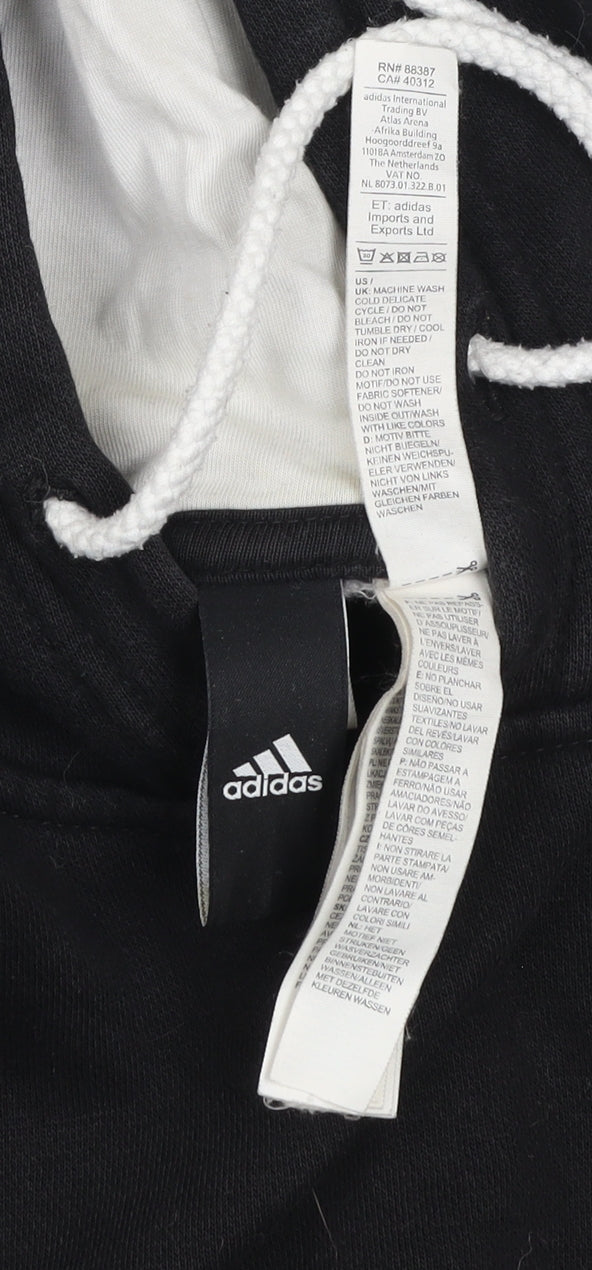 Adidas Mens Black Pullover Hoodie Medium Logo Sports Fleece
