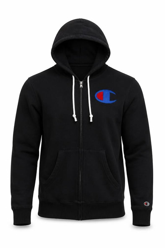 Champion Men's Black Small Full Zip Hooded Cotton Jacket