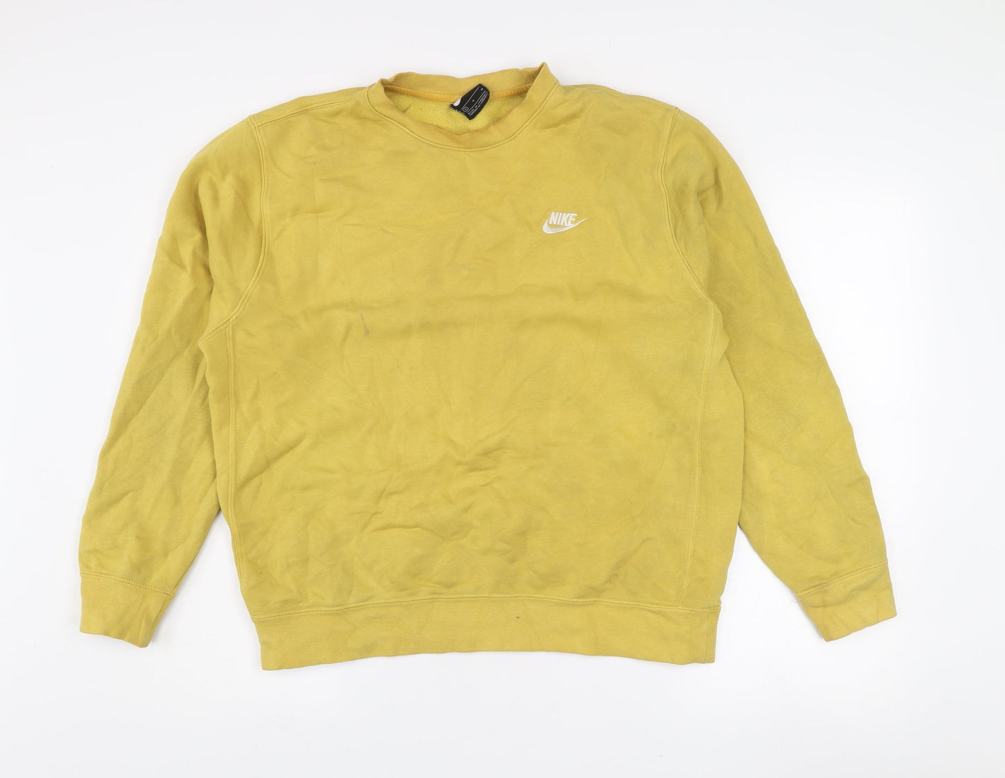 Nike Women's Yellow Crew Neck Pullover Sweatshirt M Cotton Blend