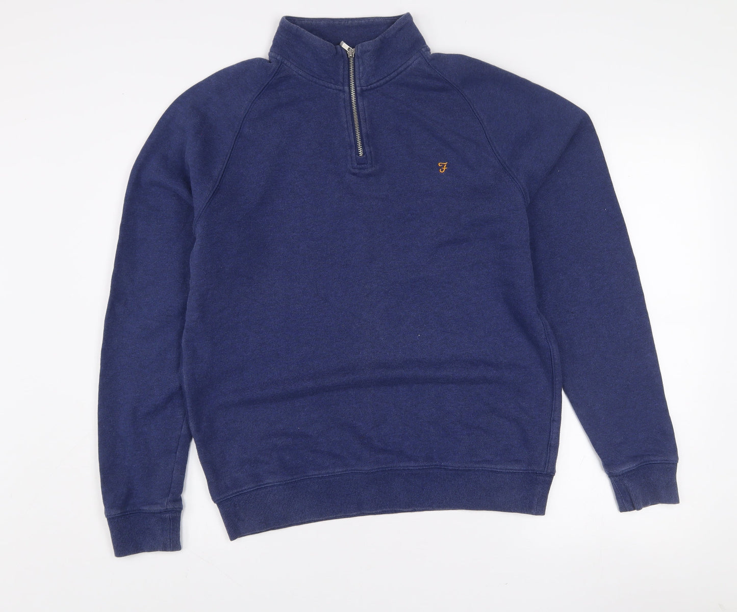 Farah Men's Blue Cotton 1/2 Zip Sweatshirt L Regular Fit