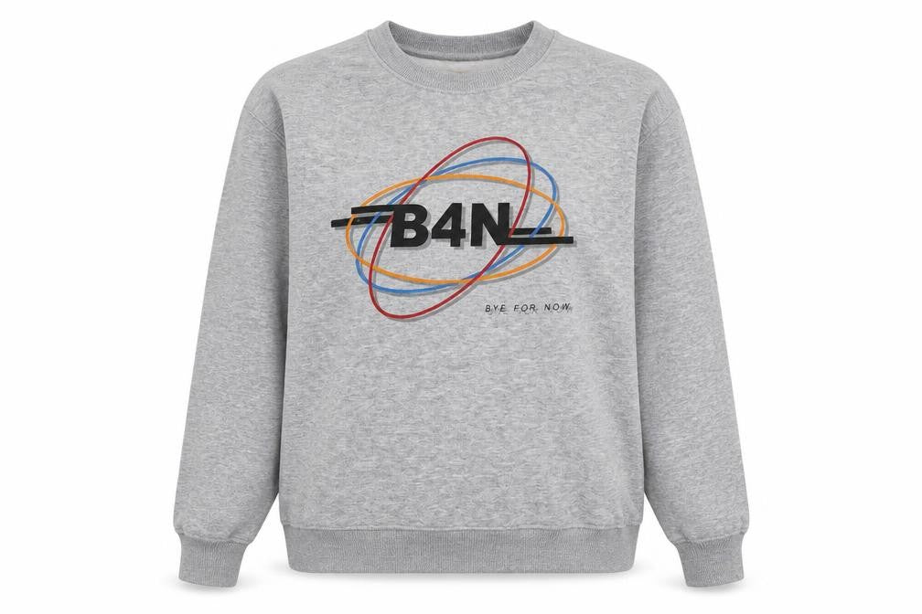 Pull & Bear Women's Grey Graphic B4N Logo Pullover Sweatshirt Size S