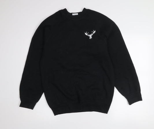 Russell Men's Black Embroidered Crew Neck Pullover Sweatshirt M
