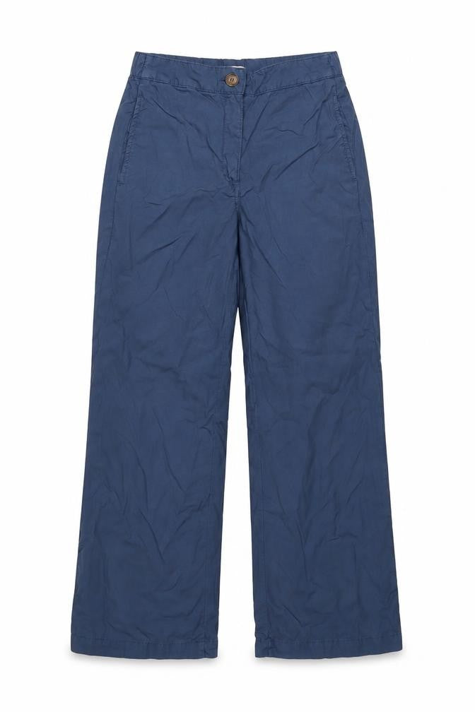 Pablo Women's Blue Size 14 Wide-Leg Cotton Blend Trousers