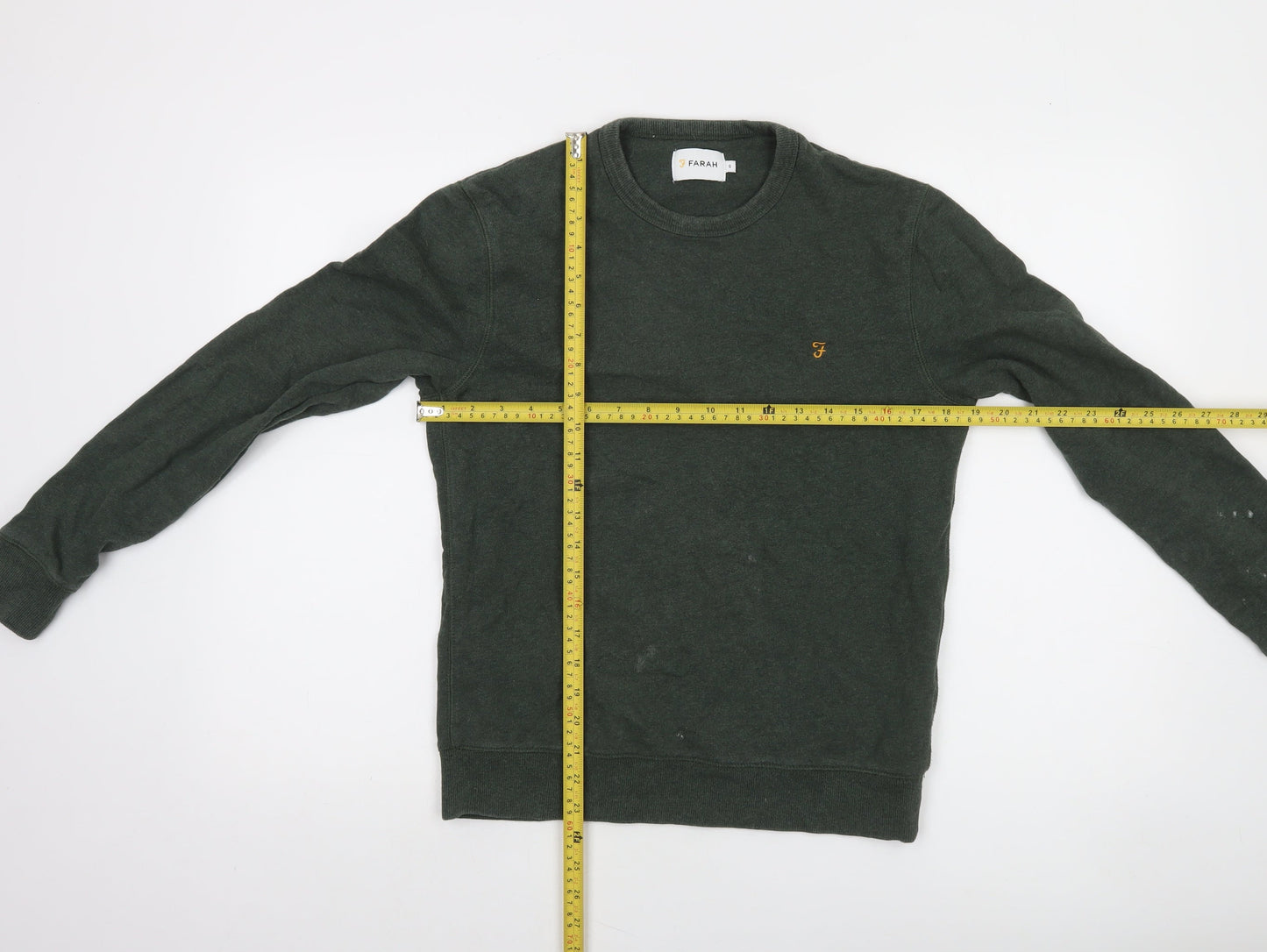 Farah Men's Green Crew Neck Cotton Sweatshirt Size S