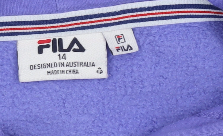 Fila Womens Purple Pullover Hoodie Size 14 Cotton Blend