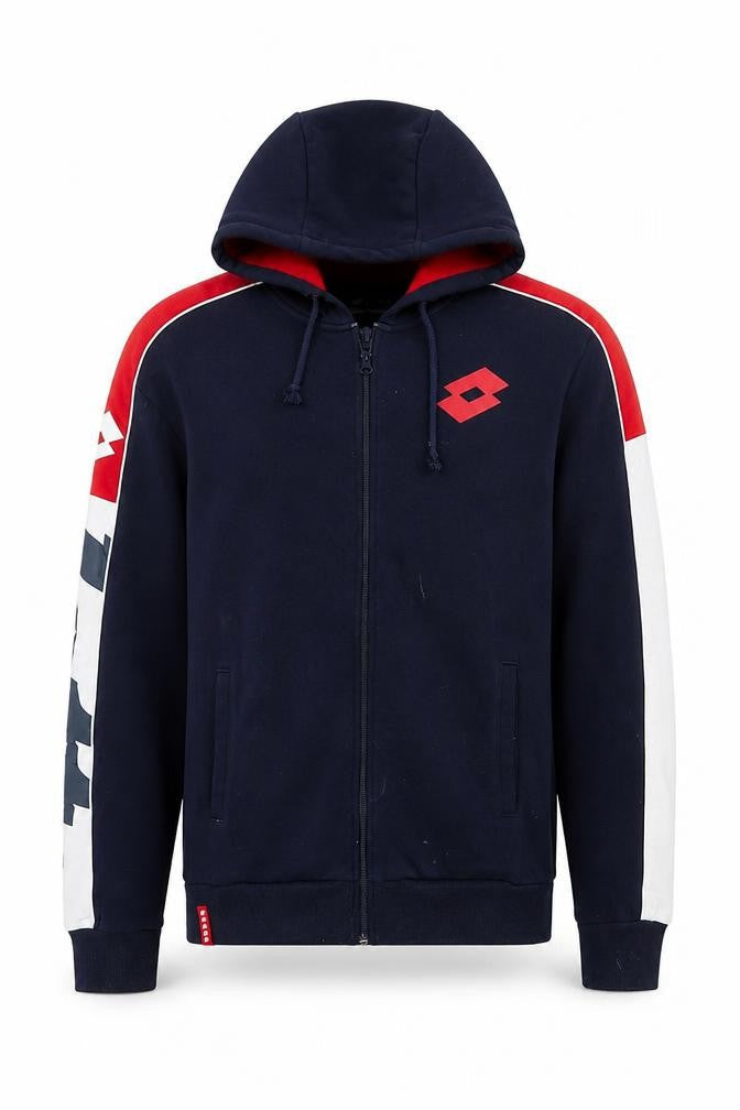 Lotto Men’s Blue Red White Full Zip Sports Hoodie Size M