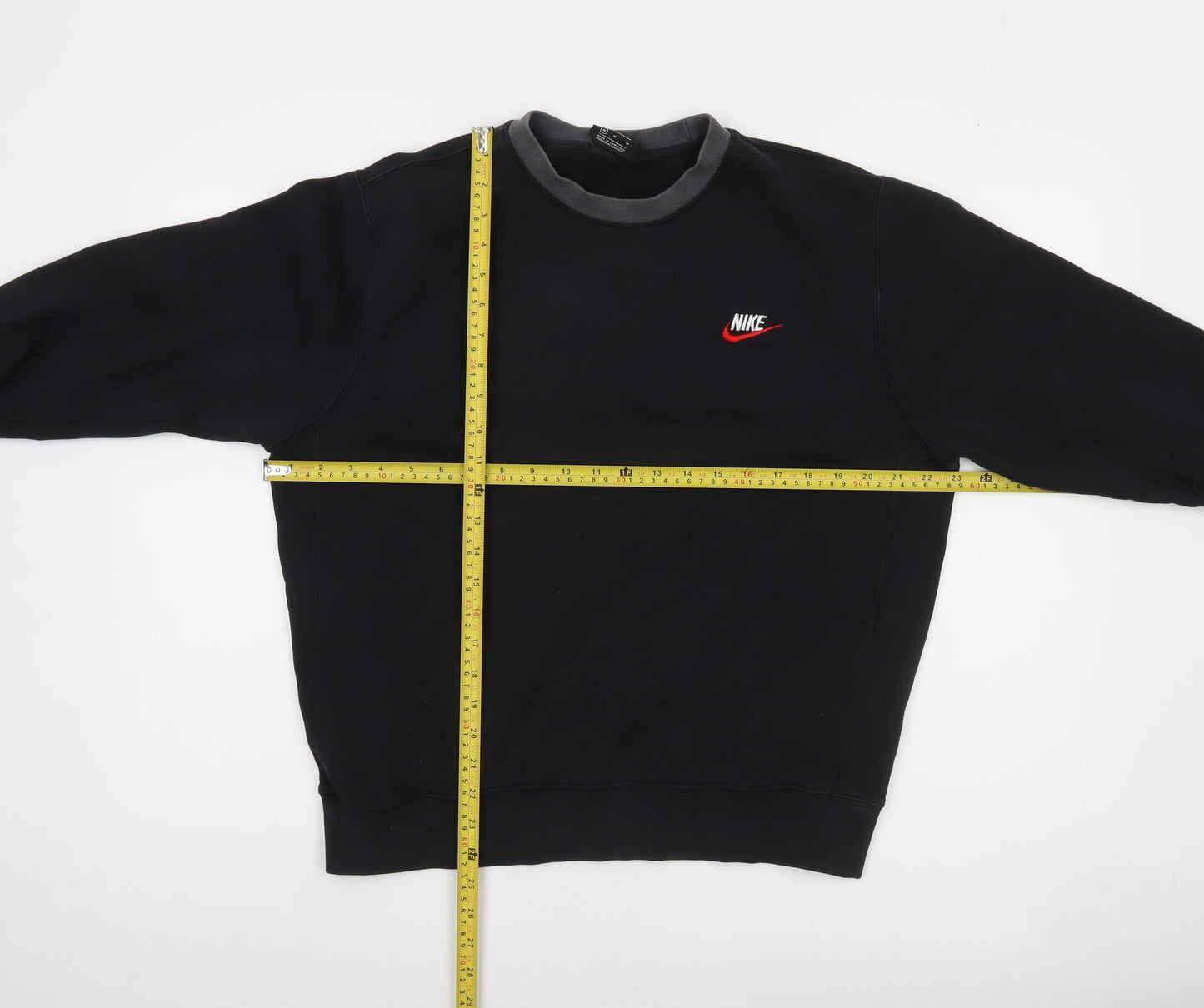 Nike Men's Black Crew Neck Sweatshirt M Fleece Pullover Logo