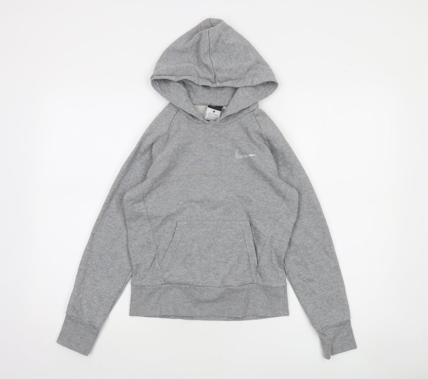 Nike Boys Grey Pullover Hoodie 10-12 Years Cotton Blend Fleece