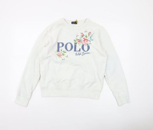 Polo Ralph Lauren Women's White Floral Logo Sweatshirt Size S
