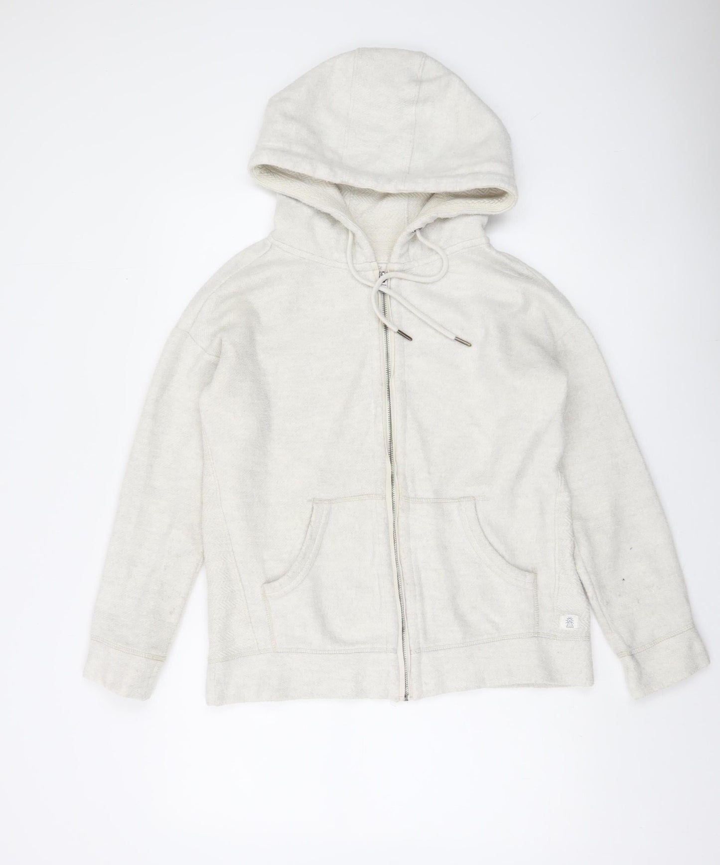 Womens UK S Relaxed Fat Face Ivory Full Zip Hoodie
