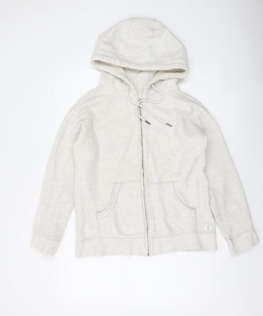 Womens UK S Relaxed Fat Face Ivory Full Zip Hoodie
