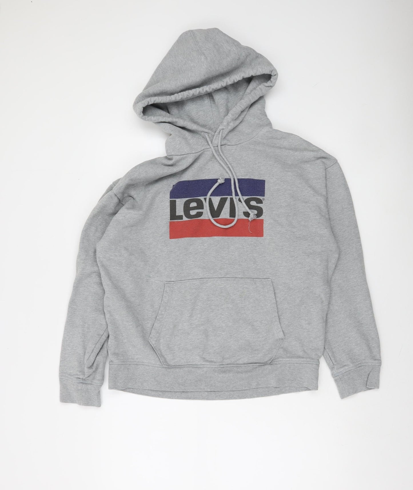Levi's Mens Grey Hoodie Large Pullover Logo Cotton Sweatshirt
