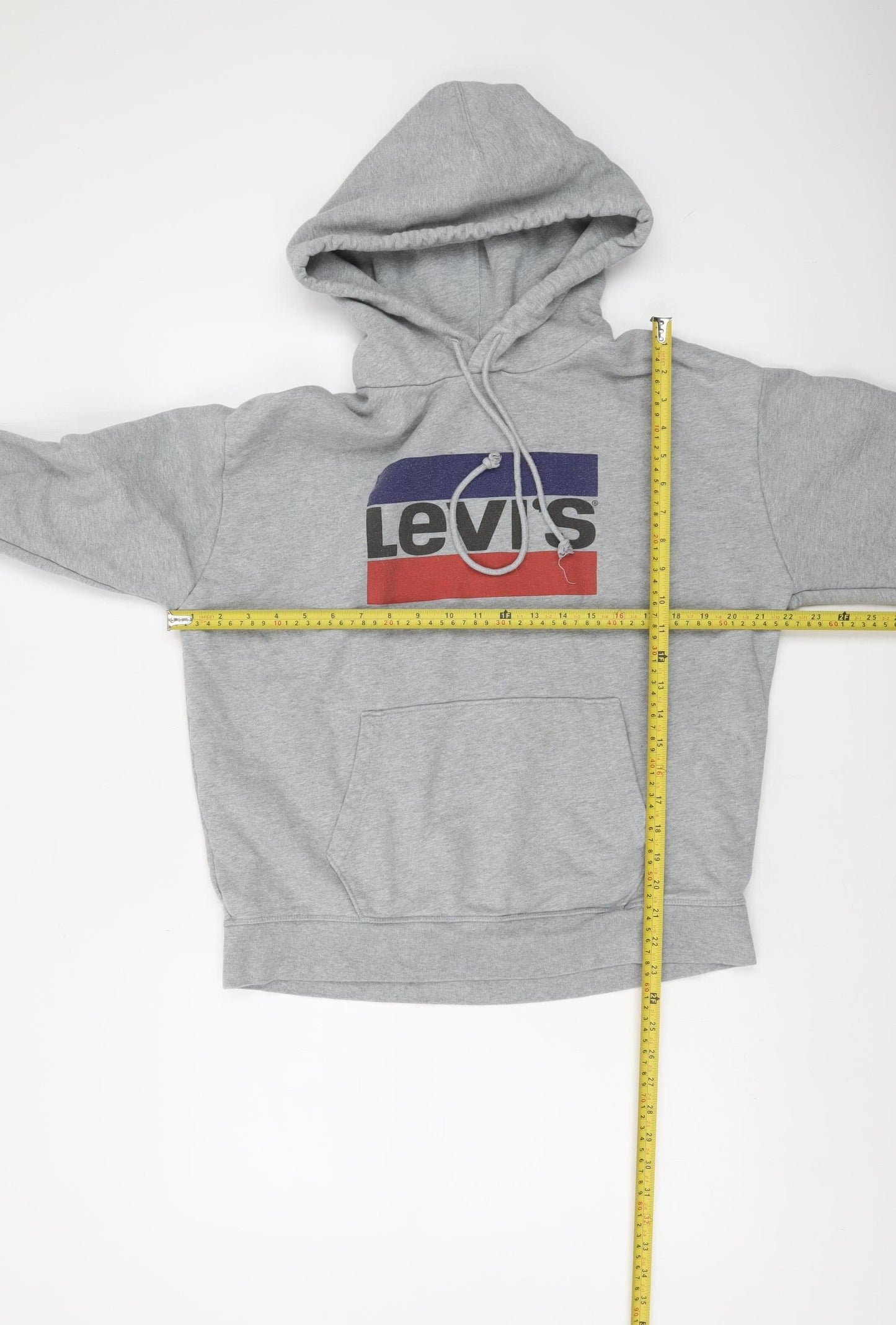 Levi's Mens Grey Hoodie Large Pullover Logo Cotton Sweatshirt