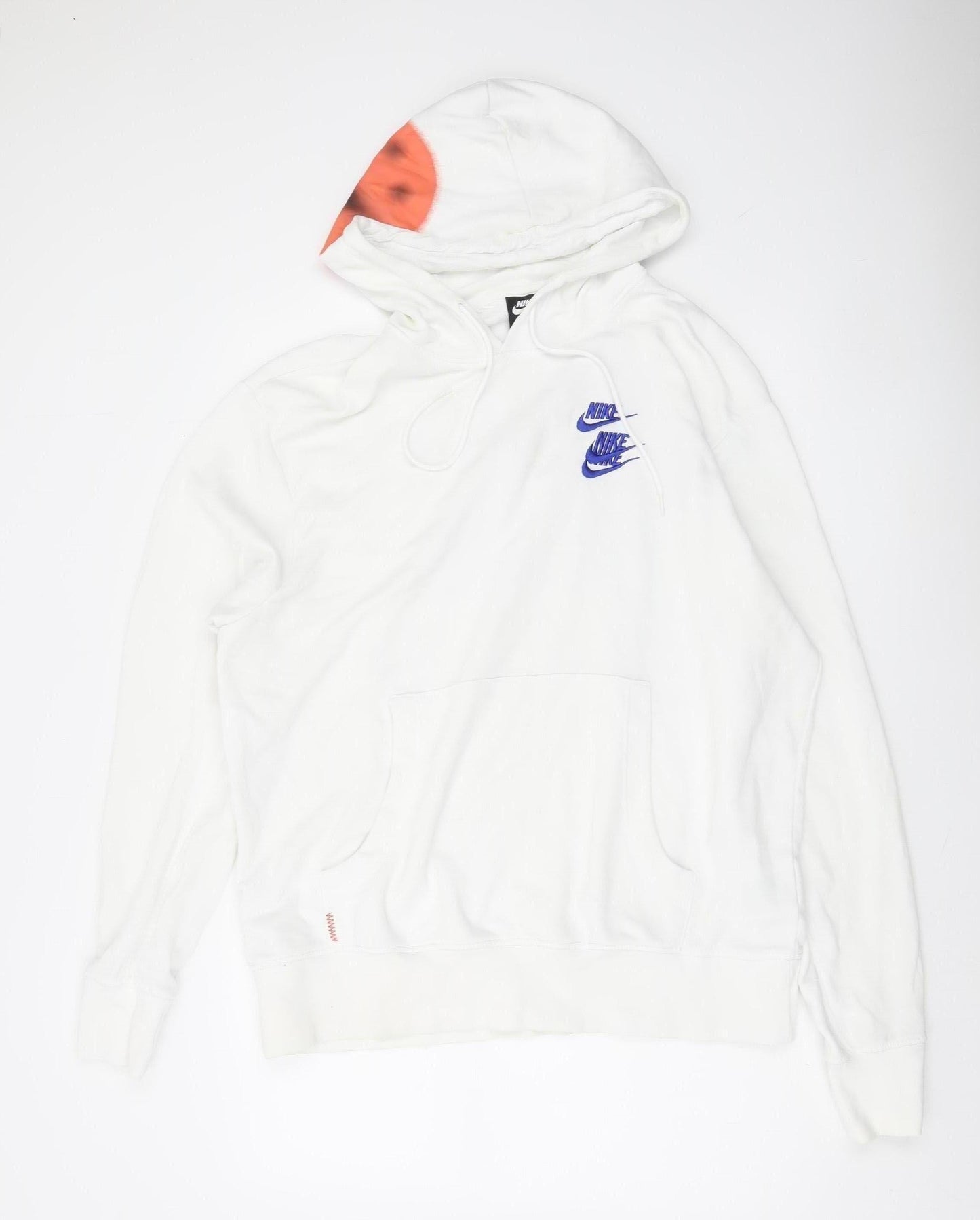 Nike Men's White Graphic Pullover Hoodie L Classic Fit