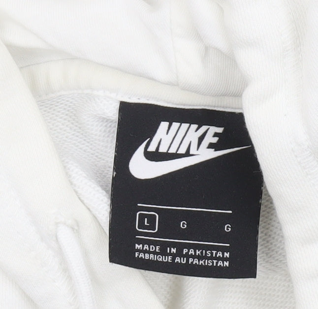 Nike Men's White Graphic Pullover Hoodie L Classic Fit