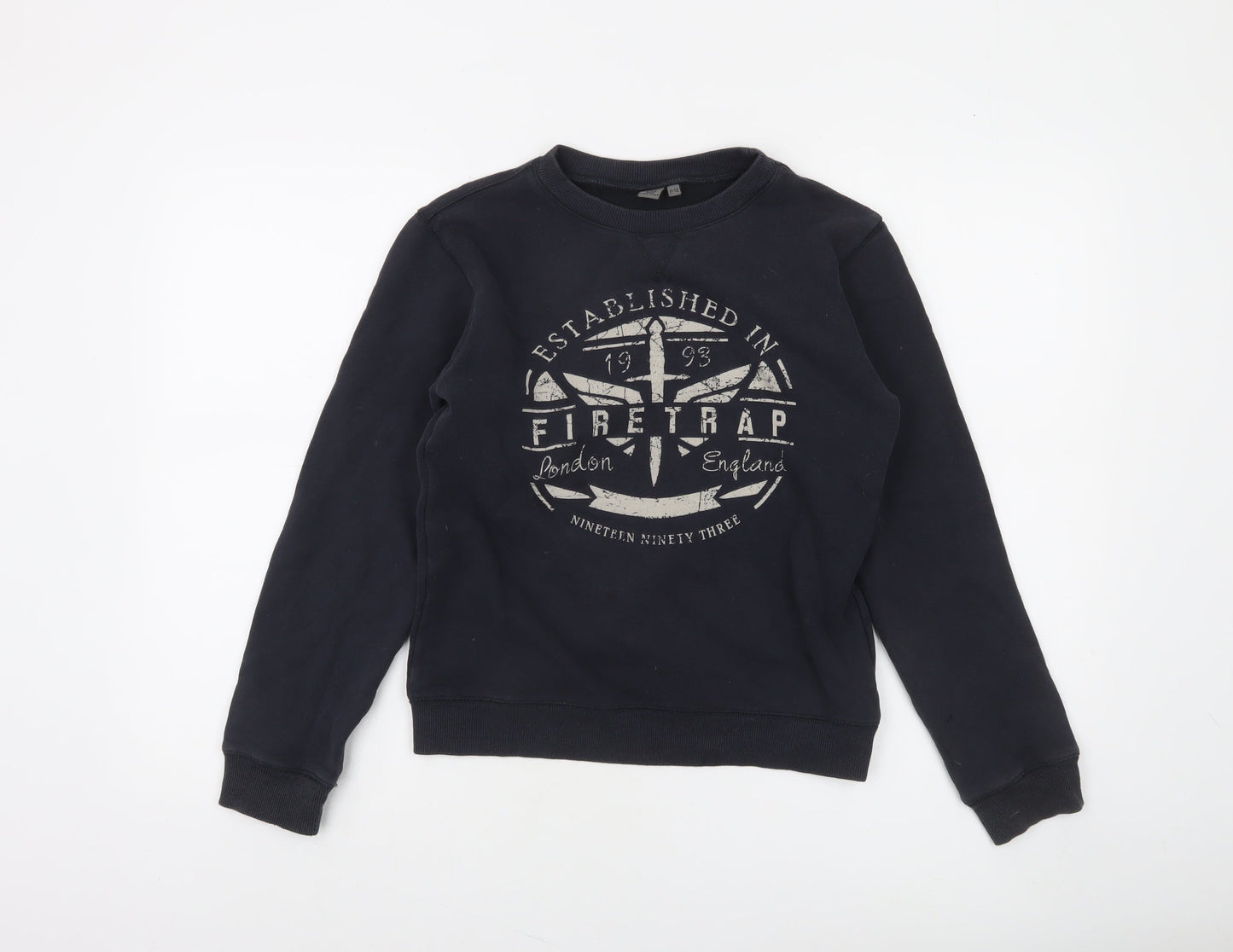 Firetrap Boys Black 11-12 Years Pullover Fleece Sweatshirt