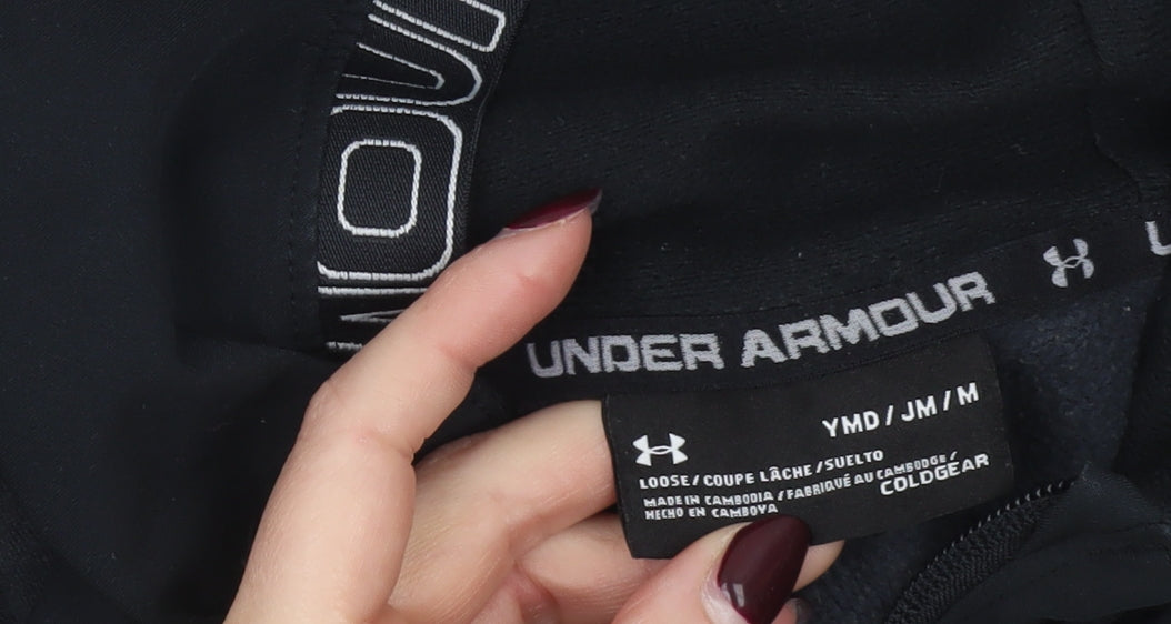 Under Armour Boys Black Full Zip Hoodie Size M ColdGear Lightweight