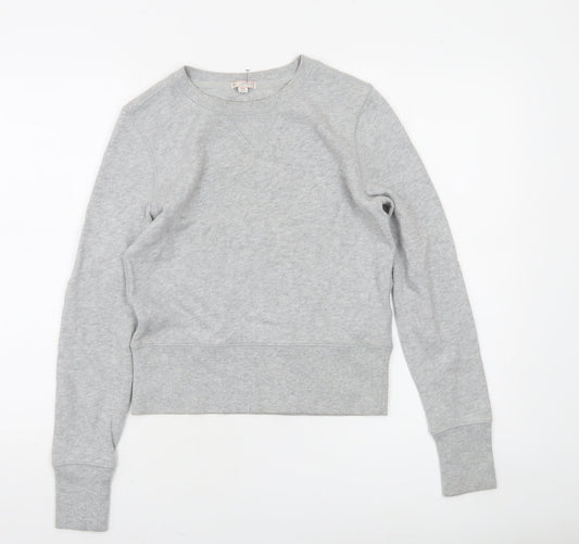 Gap Women Grey Cotton Crew Neck Pullover Sweatshirt XS