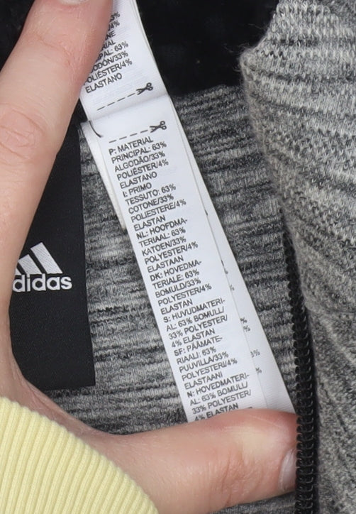 Adidas Boys Grey Full Zip Hoodie XS 7-8 Years Soft Fleece-Lined Activewear