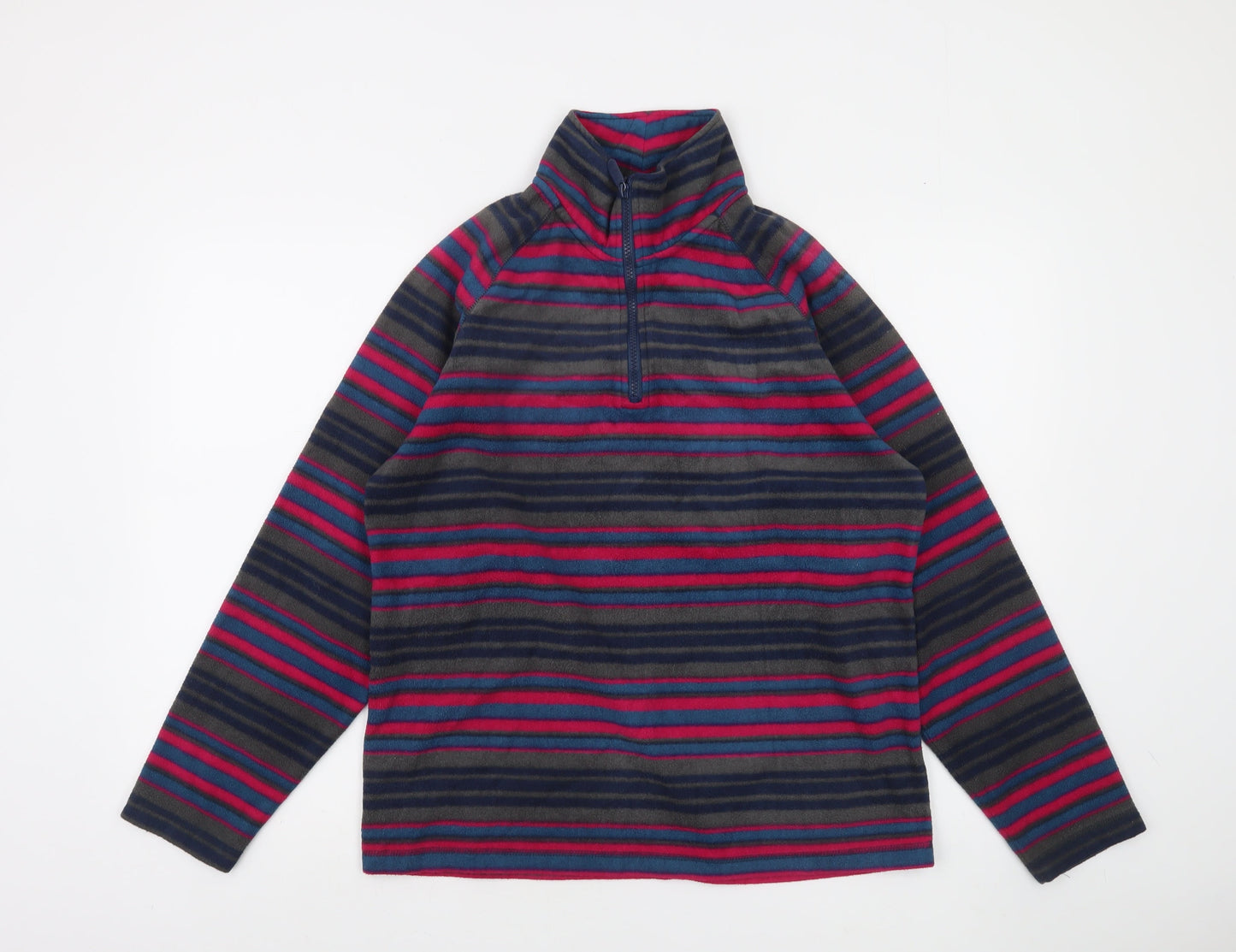 Cotton Traders Men's Multicoloured Striped Fleece 1/2 Zip Sweatshirt M