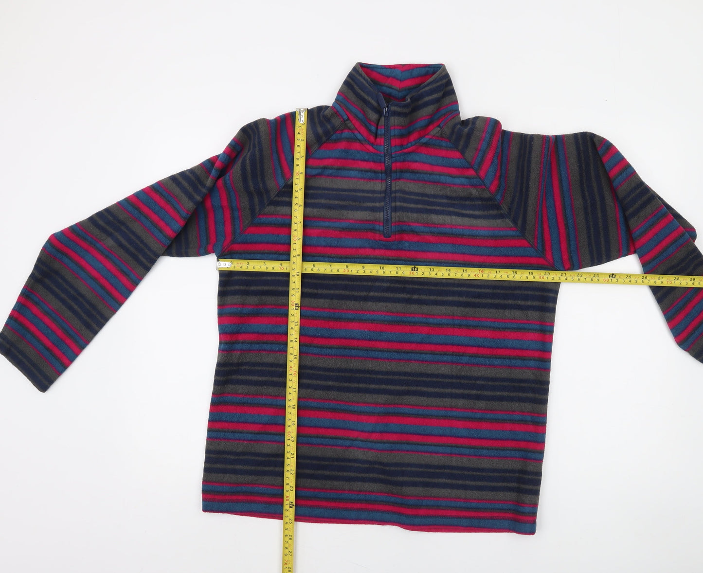 Cotton Traders Men's Multicoloured Striped Fleece 1/2 Zip Sweatshirt M