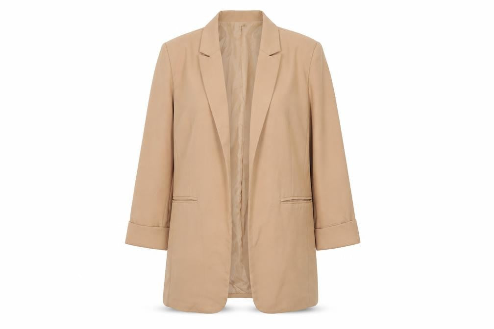 Missguided Women’s Beige Mid-Length 3/4 Sleeve Woven Blazer UK 10