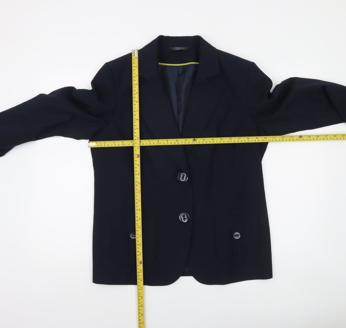 Bm Women's Navy Blue Single-Breasted Blazer Size 16 Classic Fit