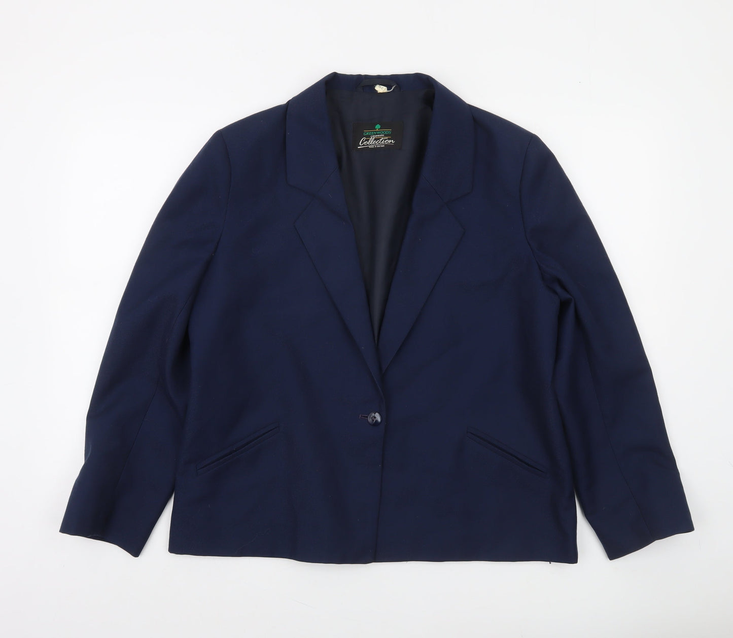 Greenwoods Women’s Navy Blue Single-Breasted Suit Jacket Size 16 Classic Fit