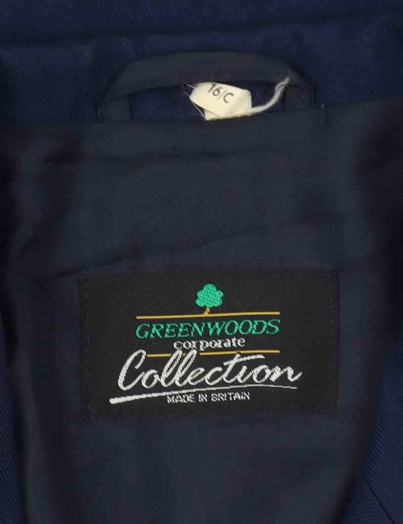 Greenwoods Women’s Navy Blue Single-Breasted Suit Jacket Size 16 Classic Fit