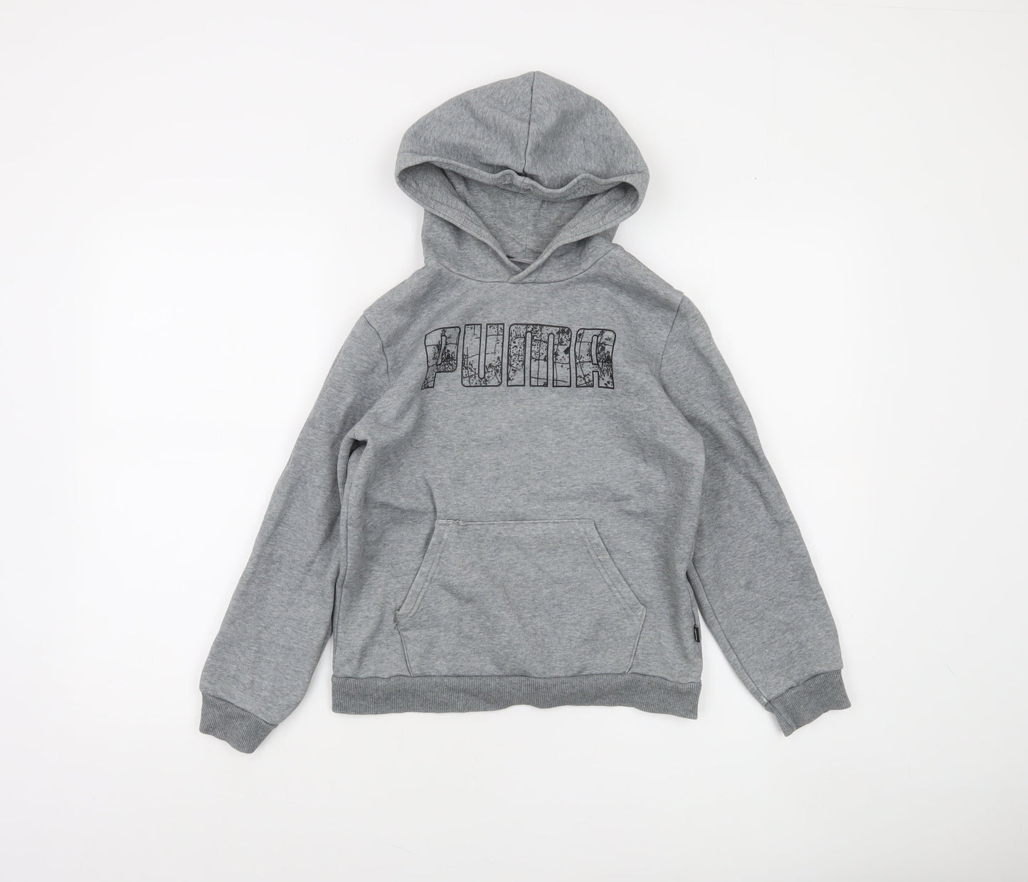 Puma Boys Grey Pullover Hoodie 11-12 Years Regular Fit Cotton Blend