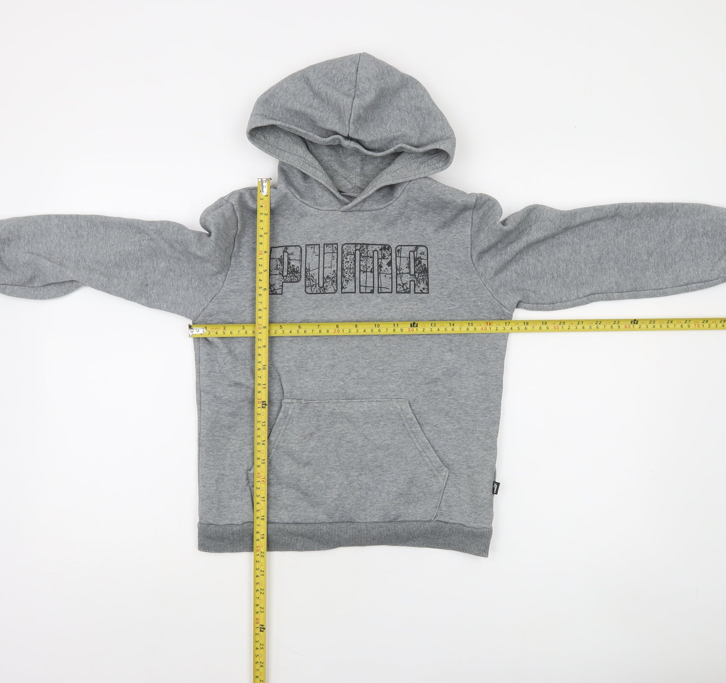 Puma Boys Grey Pullover Hoodie 11-12 Years Regular Fit Cotton Blend