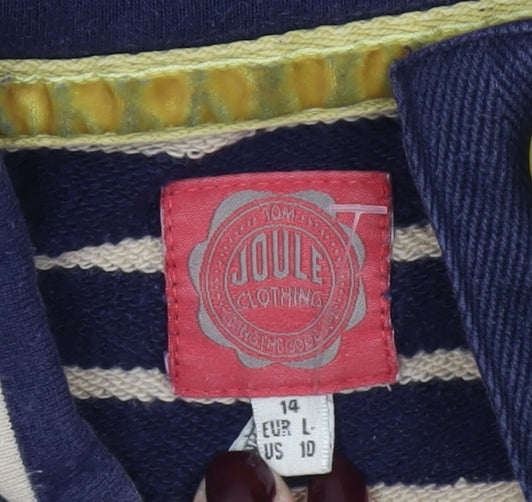 Joules Women's Navy Stripe Pullover Sweatshirt Size 14 Cotton