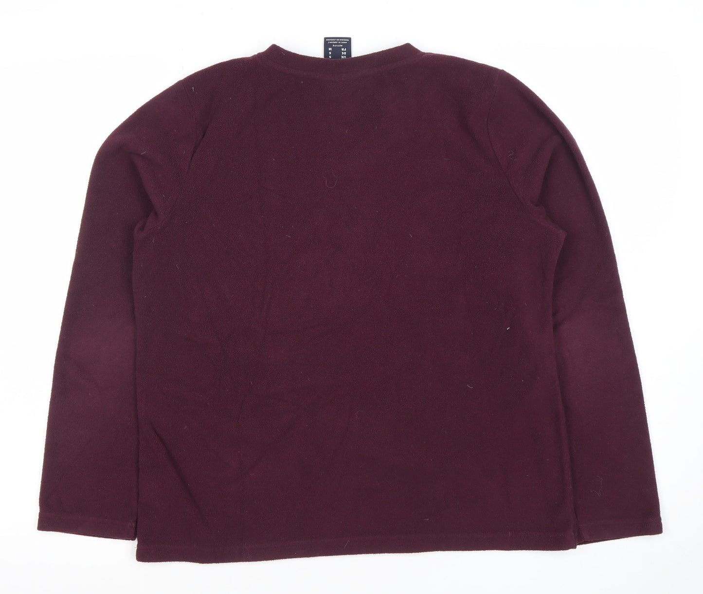 Lands' End Women's Petite Burgundy Fleece V-Neck Pullover Sweatshirt Size S