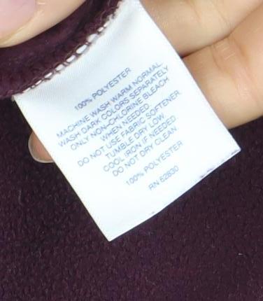 Lands' End Women's Petite Burgundy Fleece V-Neck Pullover Sweatshirt Size S